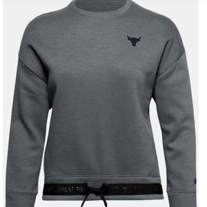 Under Armour Project Rock Charged Cotton Crew Sweatshirt Womens XL Grey